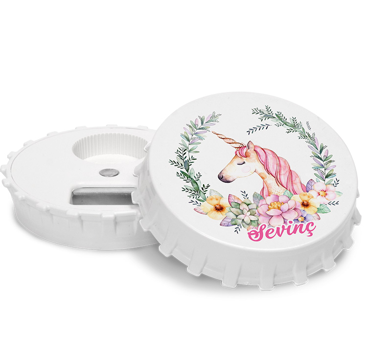 yuvarlak acacakli magnet - cicekli unicorn