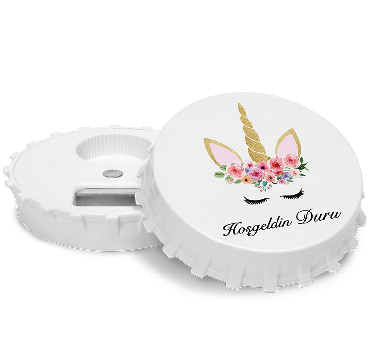 yuvarlak acacakli magnet - isiltili unicorn