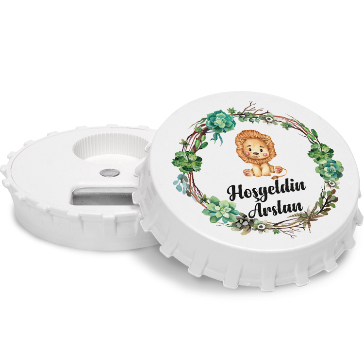 yuvarlak acacakli magnet - aslanli yesil