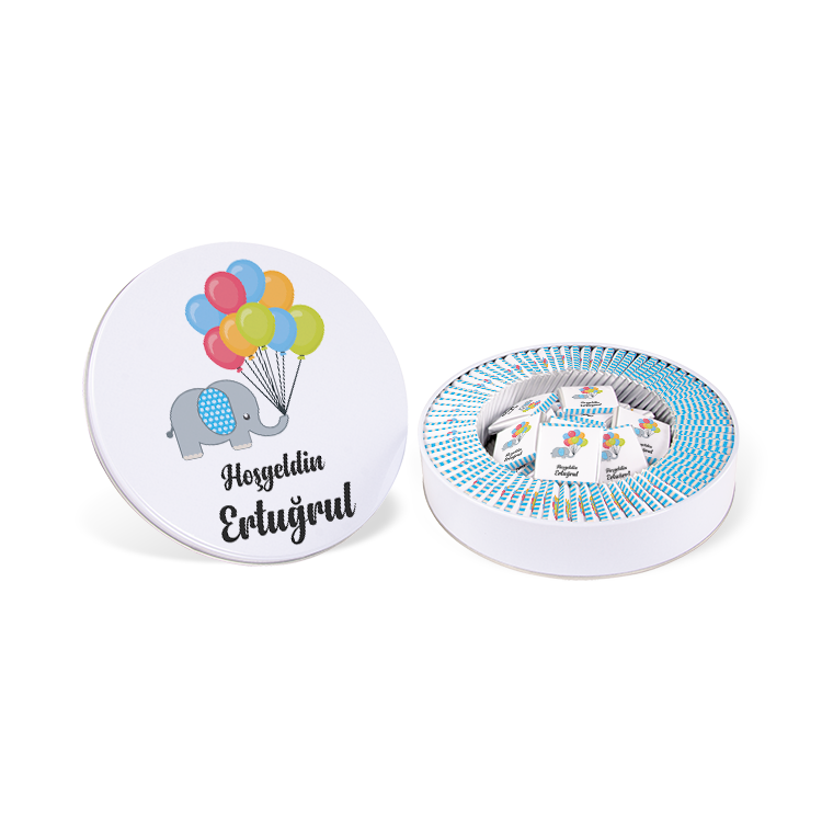 yuvarlak metal kutu cikolata - fil balon